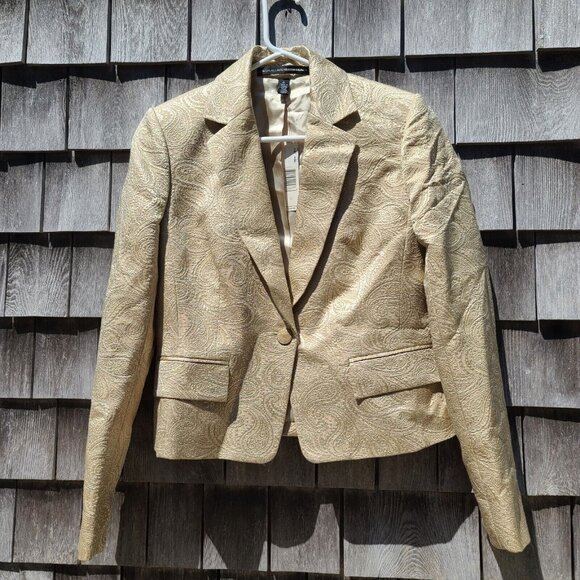 Linda Allard Ellen Tracy Wool Silk Dark Ivory Blazer Womens Size 6 NWT MSRP $598
